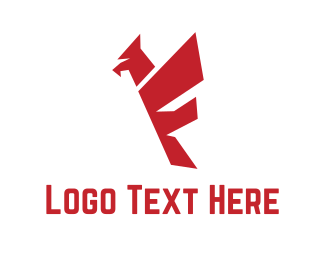 Red Abstract Bird Silhouette Logo