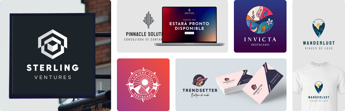 Collage de ejemplo de diseños de logos