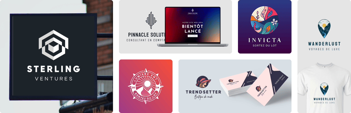Collage d'exemples de designs de logos