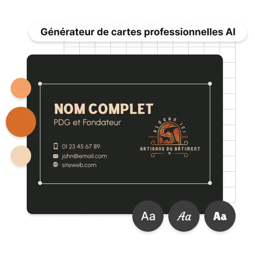 Outils et fonctionnalités d'édition de cartes professionnelles IA