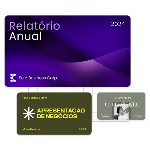 Exemplos de designs do criador de apresentações com IA