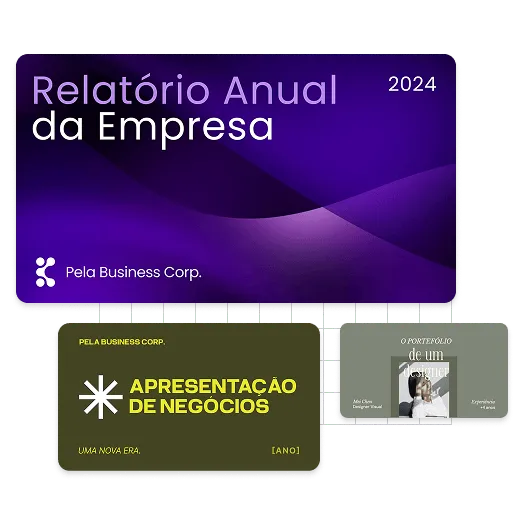 Exemplos de designs do criador de apresentações com IA