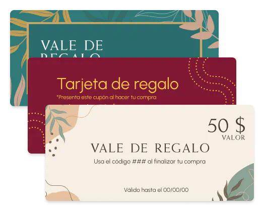 Ejemplos de certificados de regalo