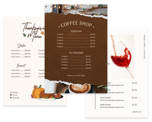 Menu examples