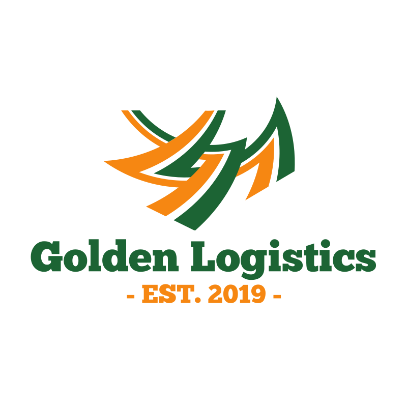 Gold and Green Lines Logistics Logo Design