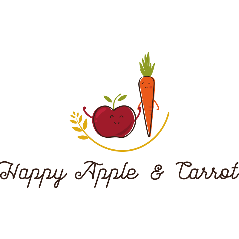 Happy Apple and Carrot Logo