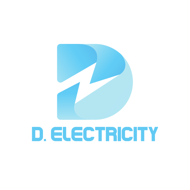 Blue D Electricity Thunder Logo Design