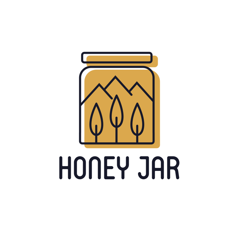 Honey Jar Flat and Monoline Logo Design