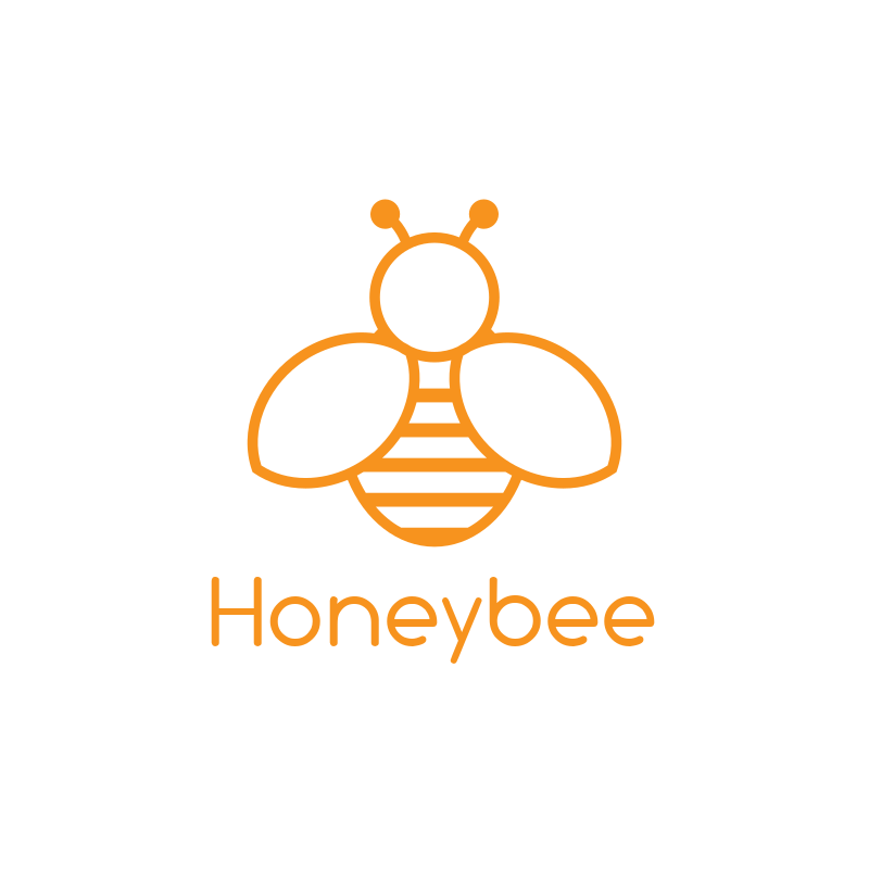 HoneyBee Flat and Monoline Logo Design