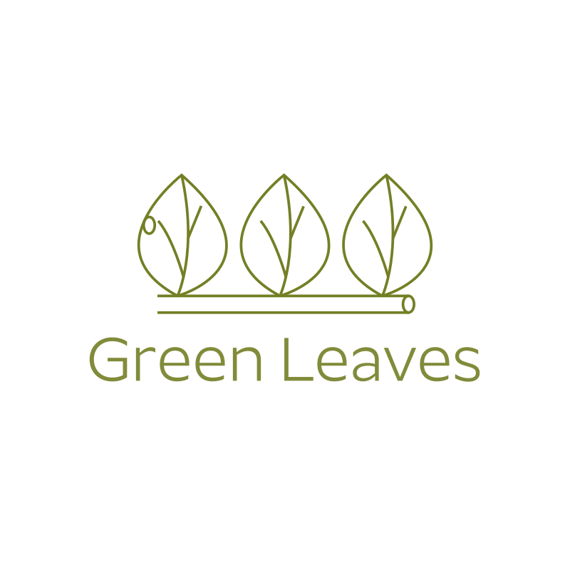Slim Typography Green Leaves Logo Design