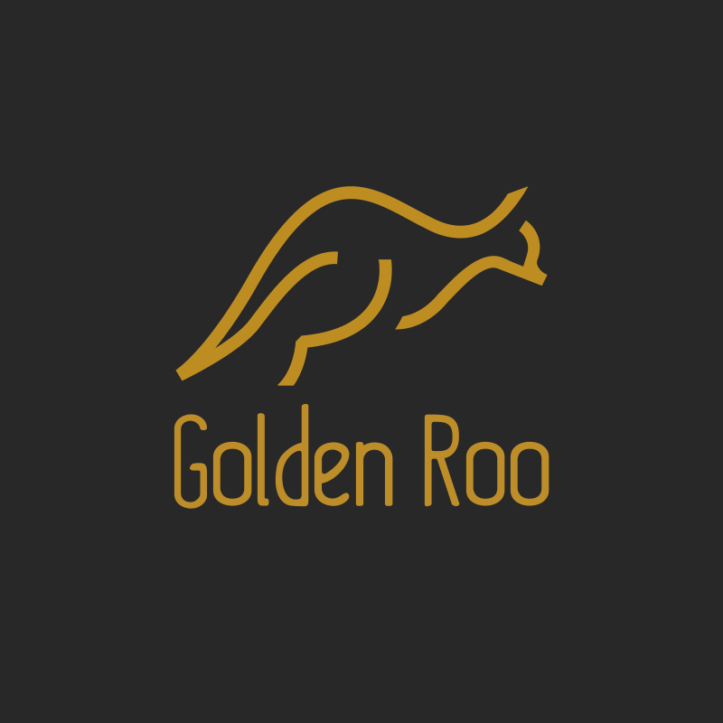 Golden Roo Flat and Monoline Logo Design