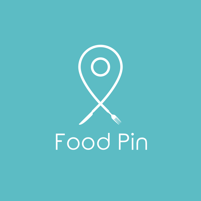 Food Pin Flat and Monoline Logo Design