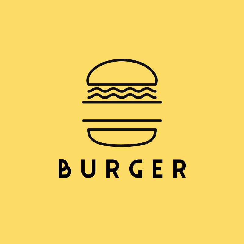 Burger Flat and Monoline Logo Design