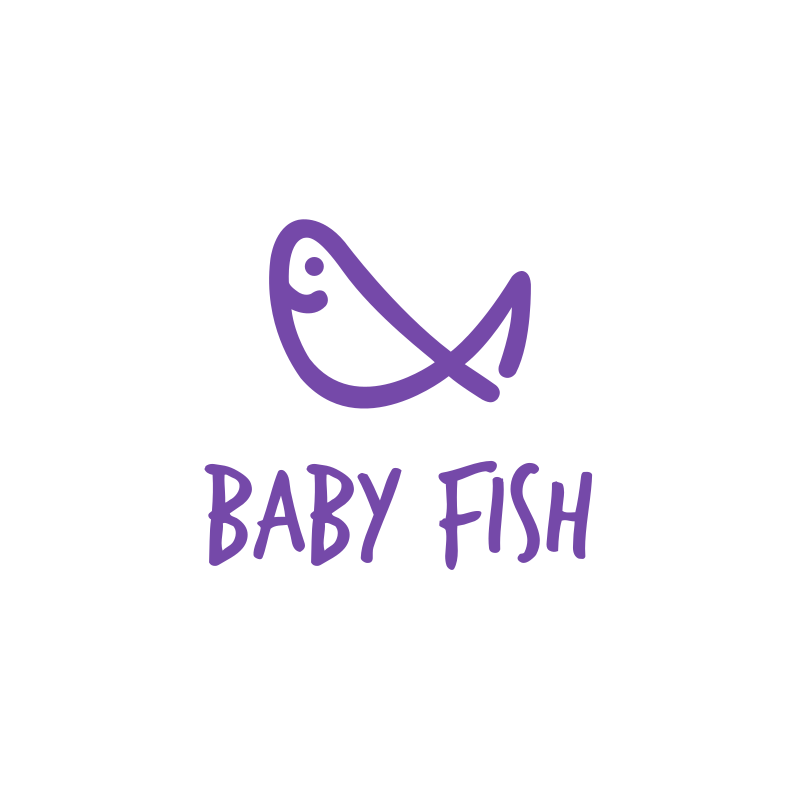 Baby Fish Flat and Monoline Logo Design