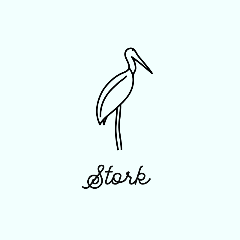 Minimalist Handwritten Typography Stork Logo Design