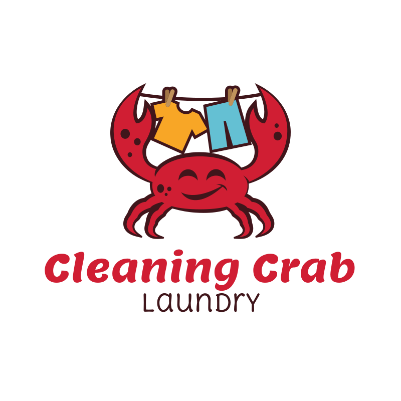 Cleaning Crab Laundry Logo Design