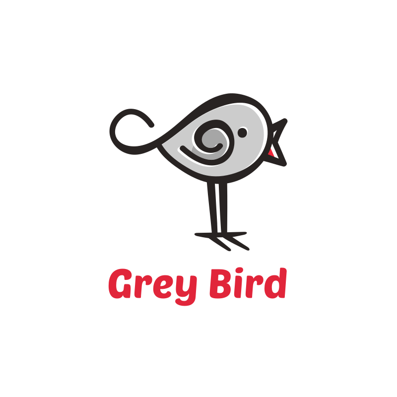 Cute Grey Bird Logo Design