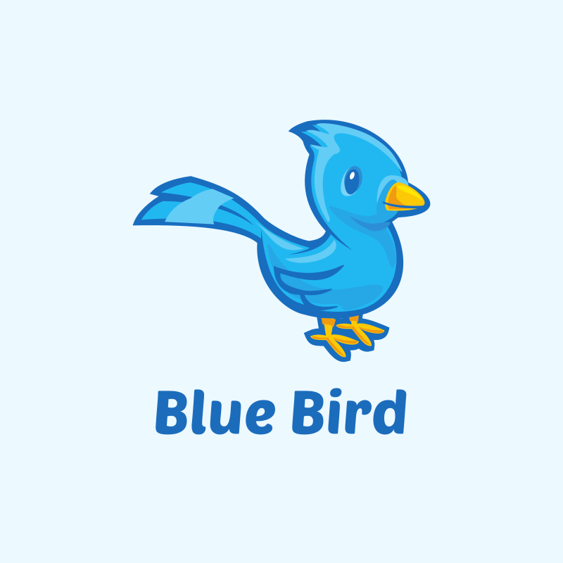 Cute Blue Bird Logo Design