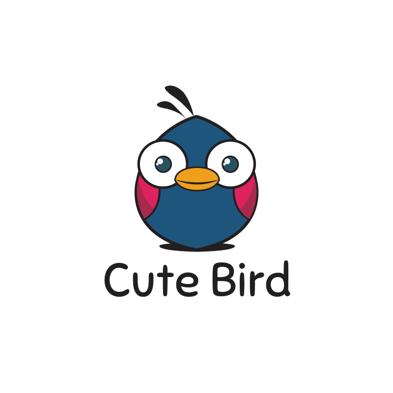 Cute Blue Eyes Bird Logo Design