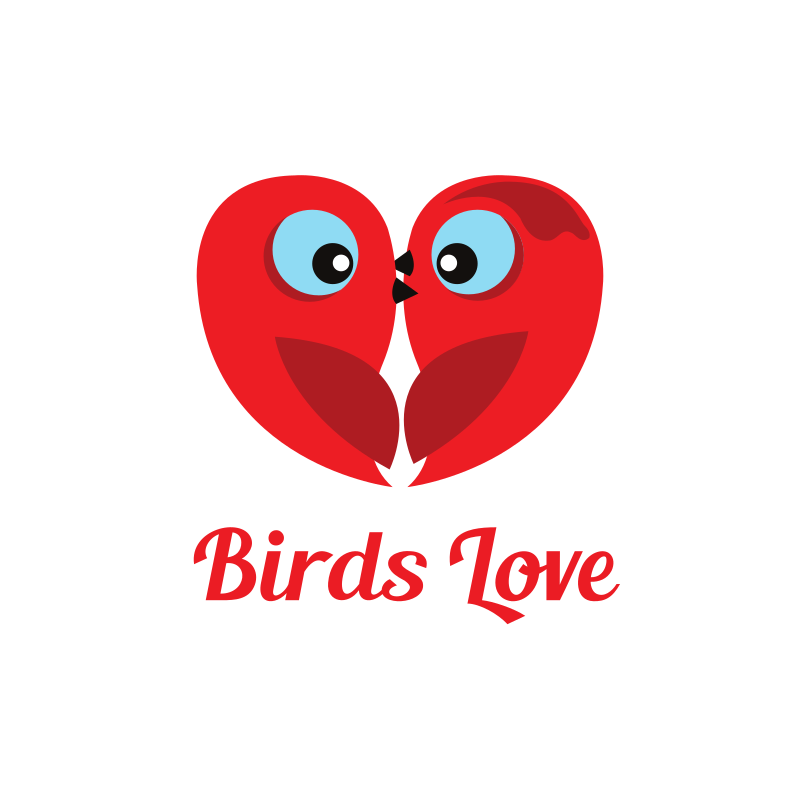 Heart Shape Birds Love Logo Design
