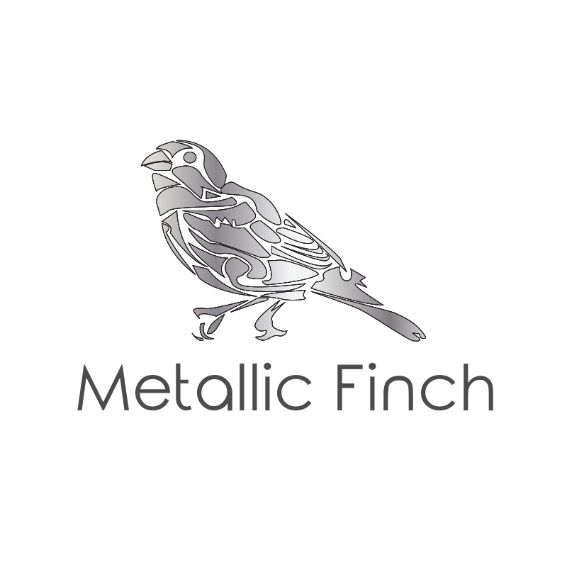 Black and White Metallic Finch Logo Design
