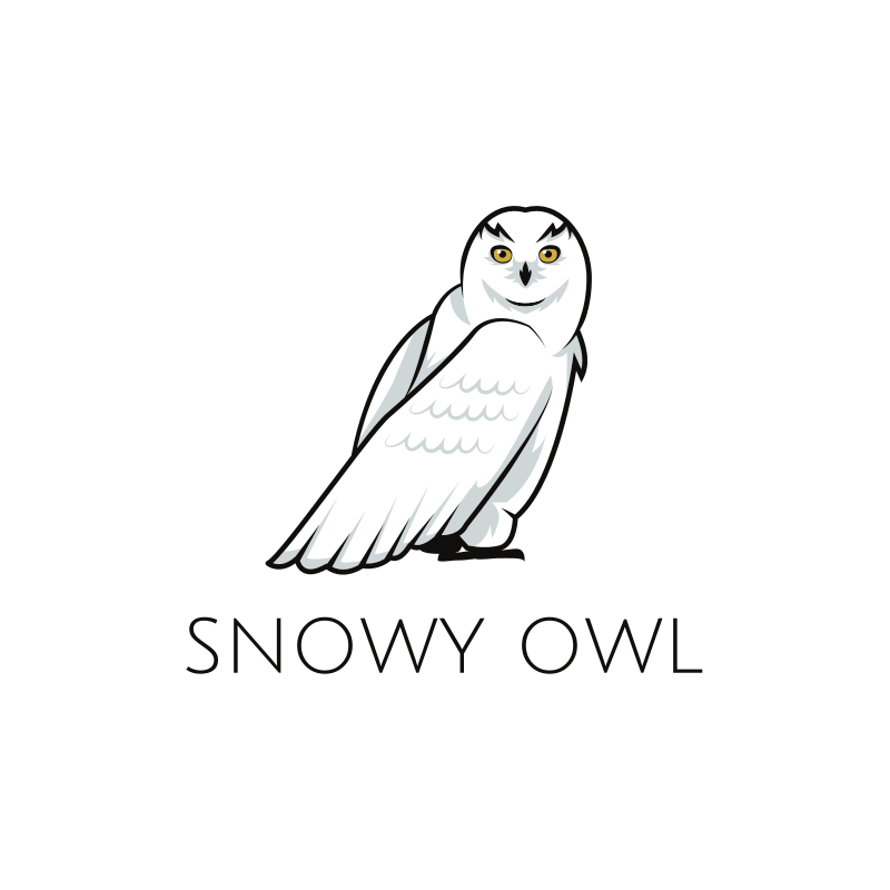 Black and White Snowy Owl Logo Design