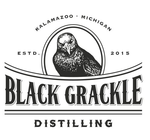 Black and White Grackle Logo Design by 	
Raicho for a Distilling Business
