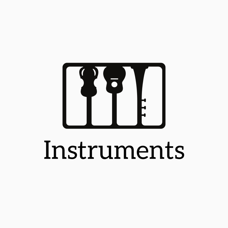 Black and White Music Instruments Logo Design