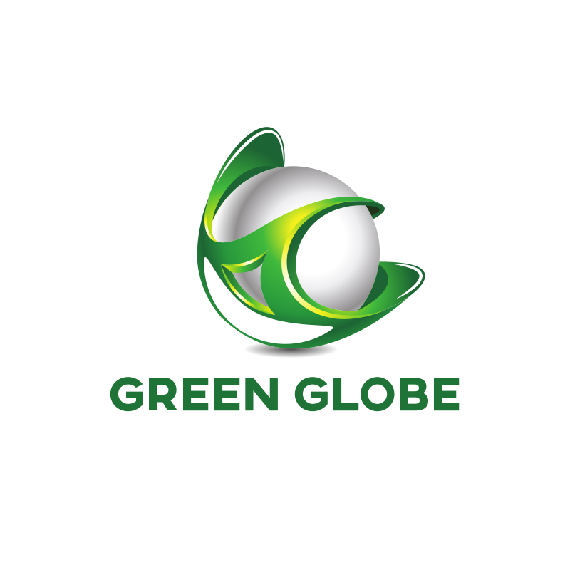 Futuristic Green Globe Logo Design