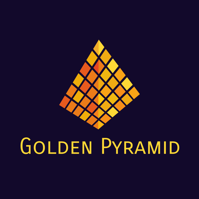 Futuristic Golden Pyramid Logo Design