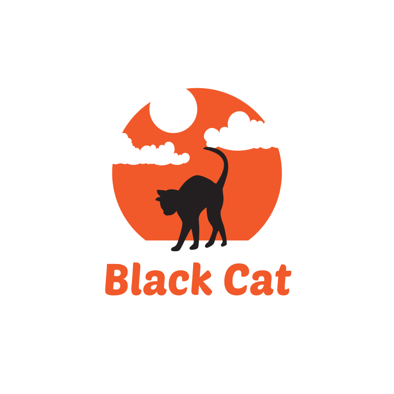 Black Cat Silhouette Logo Design