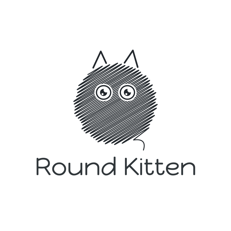 Round Kitten Logo Design