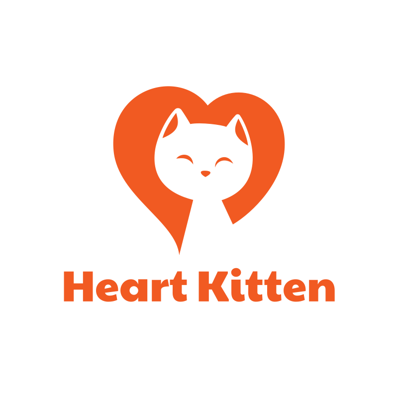 Heart Kitten Logo Design