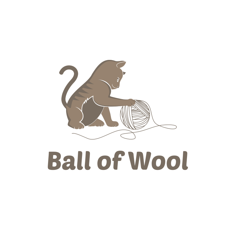 Cat & Ball of Wool Logo Design