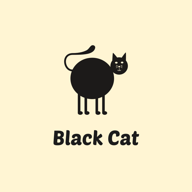 Cartoon Black Cat Logo Design
