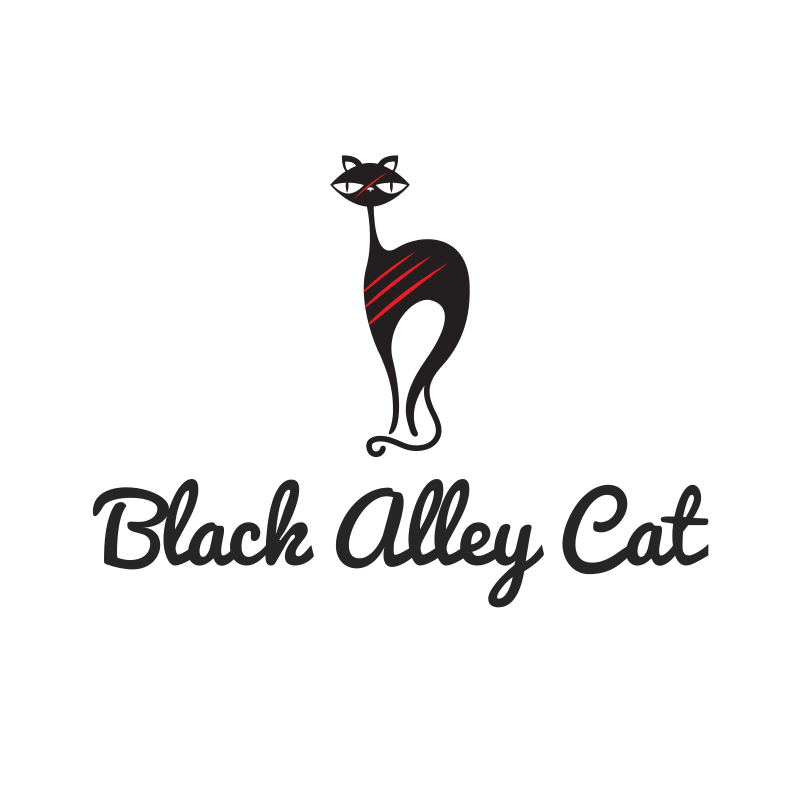 Black Alley Cat Logo Design