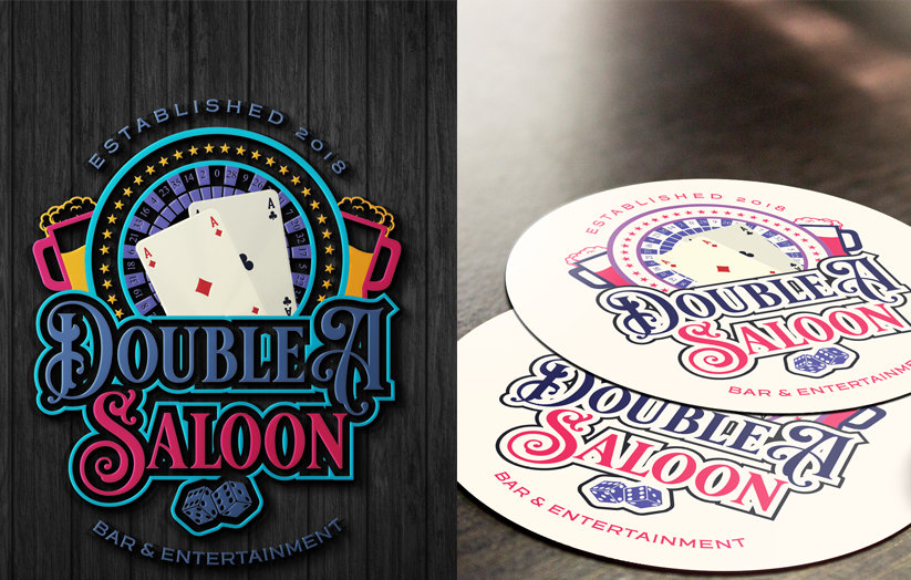 Double A Saloon Bar Logo Design by Bisuality