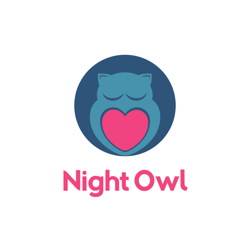 Heart Night Owl Logo Design