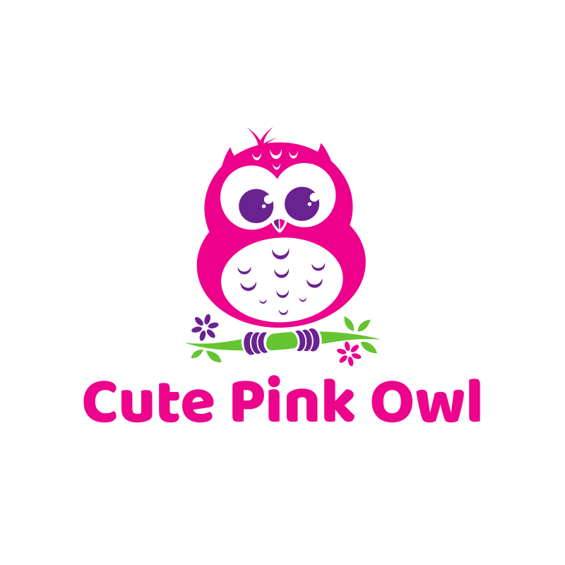 Cute Pink Owl Logo Design