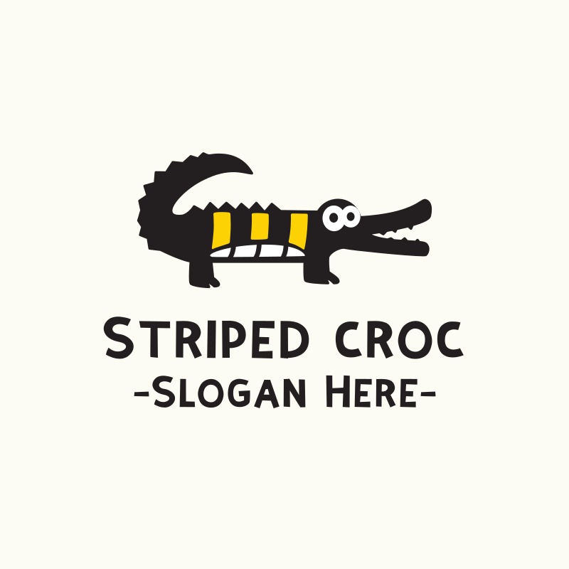Cute Striped Croc Logo Design