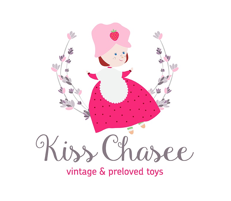 Cute Pink Doll Logo Design by RoundYellow for a Vintage Toy Store