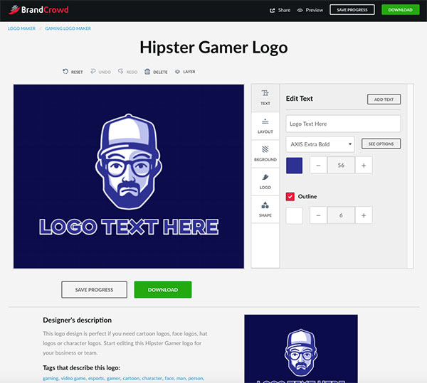 Hipster Gamer Logo