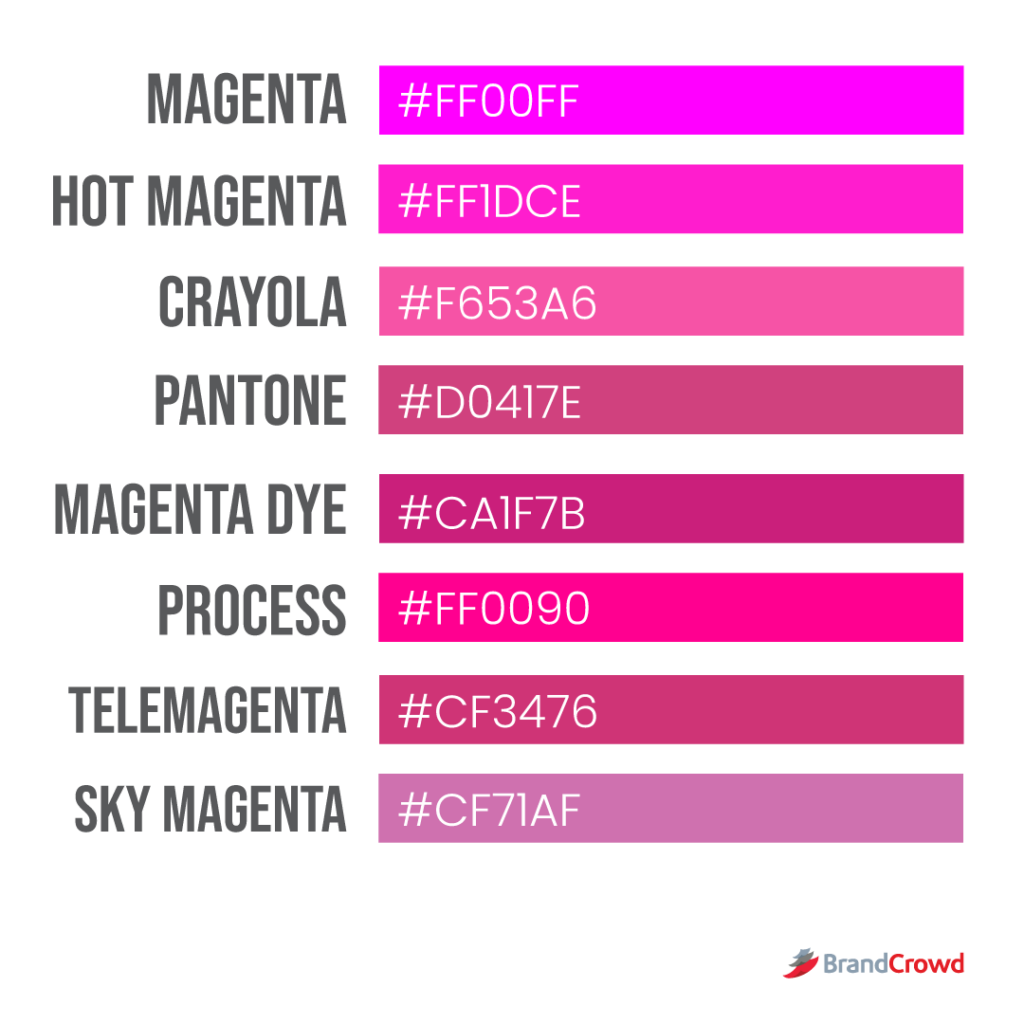 50+ Shades of Magenta Color (Names, HEX, RGB & CMYK Codes